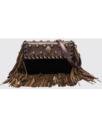 Kurt Geiger - Oxford Animal Print Leather Mini Shoulder Bag With Studs And Fringes - Lyst
