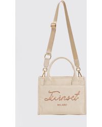 Twinset - Cow Print Cotton Canvas Bag - Lyst