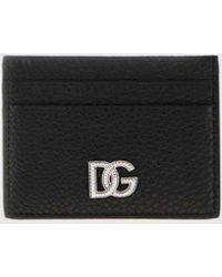 Dolce & Gabbana - Dolce &Amp Gabbana Grained Leather Monogram Card Holder With Dg Logo - Lyst