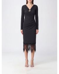 Blumarine - Jersey Sheath Midi Dress With V-Neck And Lace Inserts - Lyst