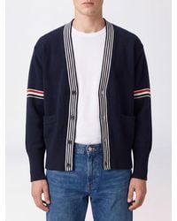 Thom Browne - V-Neck Cotton Cardigan With Signature 4-Bar Stripe Detail - Lyst