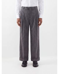 Valentino Garavani - Wide-Leg Tailored Wool Blend Trousers With Turn-Up Cuffs - Lyst