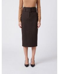 Patrizia Pepe - High-Waisted Jersey Pencil Midi Skirt With Adjustable Belt - Lyst