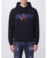 DSquared² - Cotton Hoodie With Printed Logo And Dropped Shoulders - Lyst