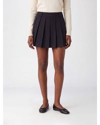 DUNST - Pinstriped Crêpe Pleated Mini Skirt With Side Zip Closure - Lyst