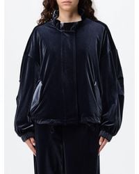 Emporio Armani - Cropped Velvet Bomber Jacket With High Neck And Dropped Shoulders - Lyst