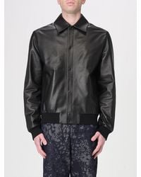 Fendi - Leather Blouson With Logo - Lyst