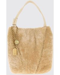Chloé - Chlo&Eacute Spin Shearling Shoulder Bag With Double Handle And Decorative Charm - Lyst