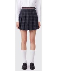 Thom Browne - High-Waisted Pleated Check Cotton Mini Skirt - Lyst