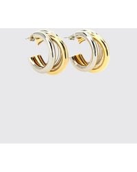 Rabanne - Chrome-Plated Brass Half-Hoop Earrings With Engraved Logo - Lyst