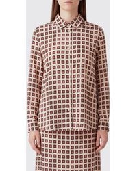 Aspesi - Pure Silk Shirt With Geometric Print And Classic Collar - Lyst
