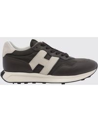 Hogan - H601 Smooth Leather And Mesh Sneakers With H Logo And Notched Sole - Lyst