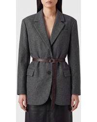Brunello Cucinelli - Single-Breasted Virgin Wool And Cashmere Belted Blazer - Lyst