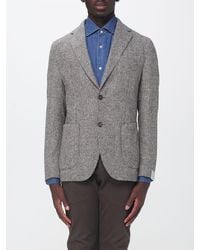 Eleventy - Wool And Alpaca Houndstooth Blazer With Peak Lapels - Lyst