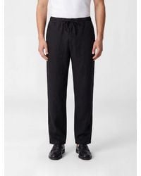 120% Lino - Straight Fit Linen Trousers With Elasticated Drawstring Waist - Lyst