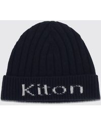 Kiton - Gorro Beanie Acanalado De Lana Merina Con Logo Jacquard Y Vuelta - Lyst