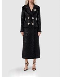 Philipp Plein - Long Double-Breasted Tweed Coat With Sequin Embroidery - Lyst