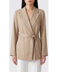 P.A.R.O.S.H. - Short Robe-Style P.A.R.O.S.H. Blazer With A Tie-Waist Belt And Lapels - Lyst