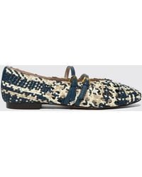 Coccinelle - Risako Woven And Perforated Leather Ballerinas - Lyst