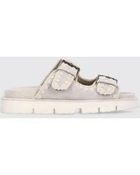 Mou - New Bio Suede Sandals With Topstitching - Lyst