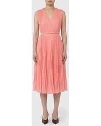 Max Mara - Pleated Dress With Belt - Lyst
