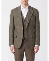 Brunello Cucinelli - Prince Of Wales Check Wool And Cashmere Slim Fit Blazer - Lyst