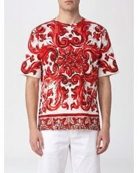 Dolce & Gabbana - Dolce &Amp Gabbana All-Over Majolica Print Cotton Crew-Neck T-Shirt - Lyst