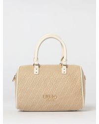 Liu Jo - Cotton Canvas Boston Bag With Jacquard Monogram - Lyst