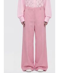 MSGM - Wide Leg Cotton Poplin Trousers With Mid-Rise Waist - Lyst