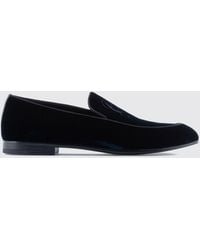 Giorgio Armani - Cotton Velvet Loafers With Embroidered Logo - Lyst