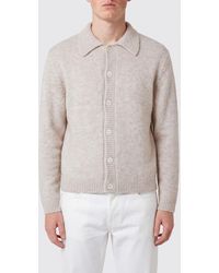 sunflower - Long-Sleeved Alpaca Wool Polo Cardigan With Ribbed Details - Lyst