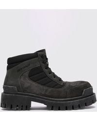 Balenciaga - Combat Strike Suede Ankle Boots With Padded Ankle - Lyst