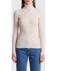 Elisabetta Franchi - Slim Fit Ribbed Viscose Knit Polo Neck With Logo - Lyst