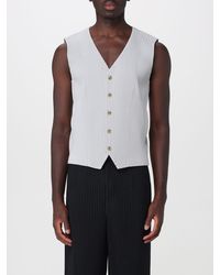 Homme Plissé Issey Miyake - Homme Plissé Issey Miyake Slim Fit Pleated V-Neck Tailored Waistcoat - Lyst