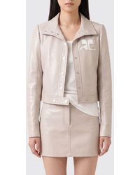 Courreges - Courr&Egrave	Ges Slim Fit Cropped Coated Cotton Jacket With Logo - Lyst
