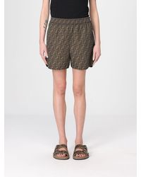 Fendi - Cotton Blend Shorts With Ff Motif - Lyst
