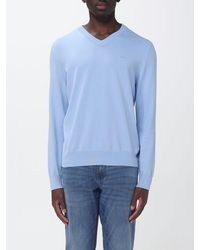 BOSS - V-Neck Cotton Jumper With Long Sleeves And Ribbed Cuffs And Hem - Lyst