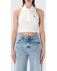 Lacoste - Cropped Stretch Cotton Polo Top With Classic Collar - Lyst