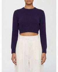 Jil Sander - Wool Blend Crop Knit Top - Lyst