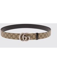 Gucci - Gg Supreme Fabric Belt With Gg Marmont Monogram Buckle - Lyst