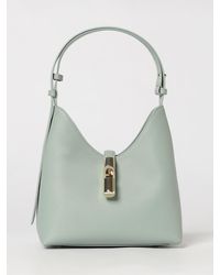 Furla - Goccia Grained Leather Shoulder Bag By With Snap Closure - Lyst