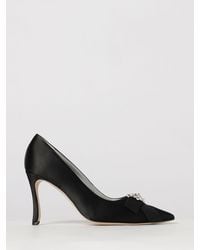 Manolo Blahnik - Apius Satin Pumps With Jewelled Buckle And High Heel - Lyst