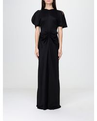 Victoria Beckham - Isabella Long Crêpe Evening Dress With Short Sleeves - Lyst