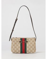 Gucci - Gg Canvas Mini Shoulder Bag With Horsebit And Web Detail - Lyst