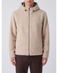 Herno - Bouclé Fabric Hooded Sports Jacket With Zip Closure - Lyst