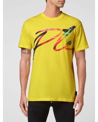 Philipp Plein - Short-Sleeved Jersey T-Shirt With Contrast Logo Print - Lyst