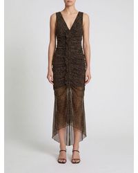 ROTATE BIRGER CHRISTENSEN - Animalier Print Ruched Off-The-Shoulder Midi Sheath Dress - Lyst