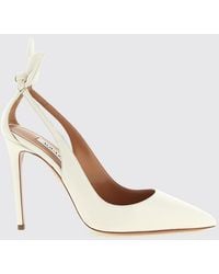 Aquazzura - Bow Tie High Heel Nappa Leather Court Shoes With Cut-Out Detail - Lyst