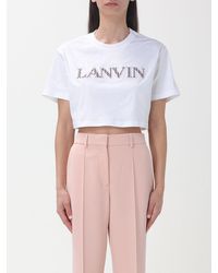 Lanvin - T-shirt cropped in cotone - Lyst