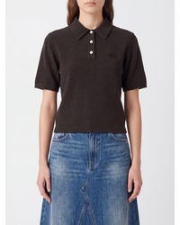 Isabel Marant - Short-Sleeved Cotton And Wool Knit Polo Shirt With Contrast Logo - Lyst